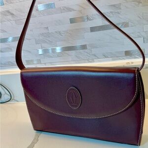 Cartier Vintage 1994 Bordeaux Calfskin Convertible Bag